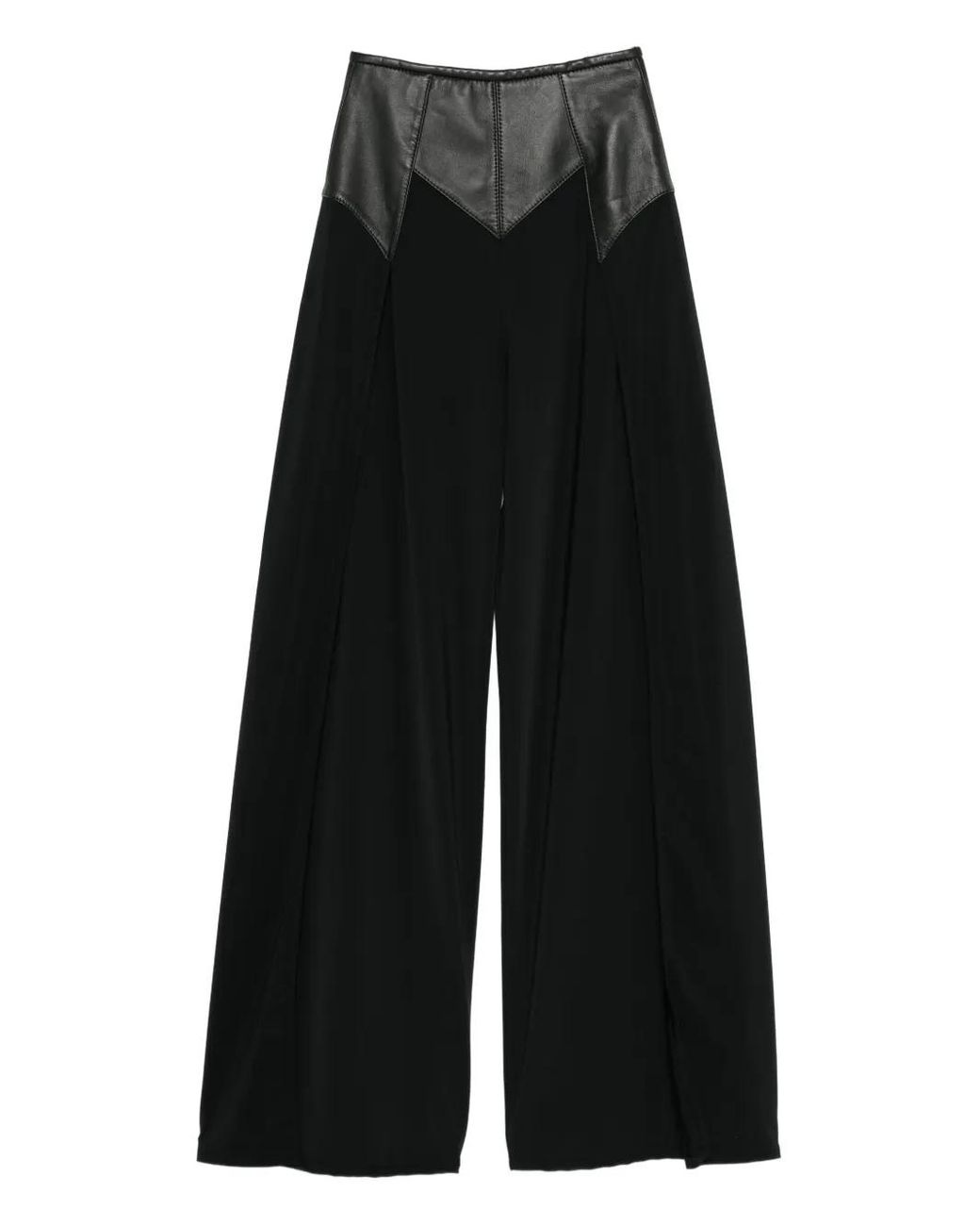 MITILIANE COUTURE Black Leather-Insert Trousers
