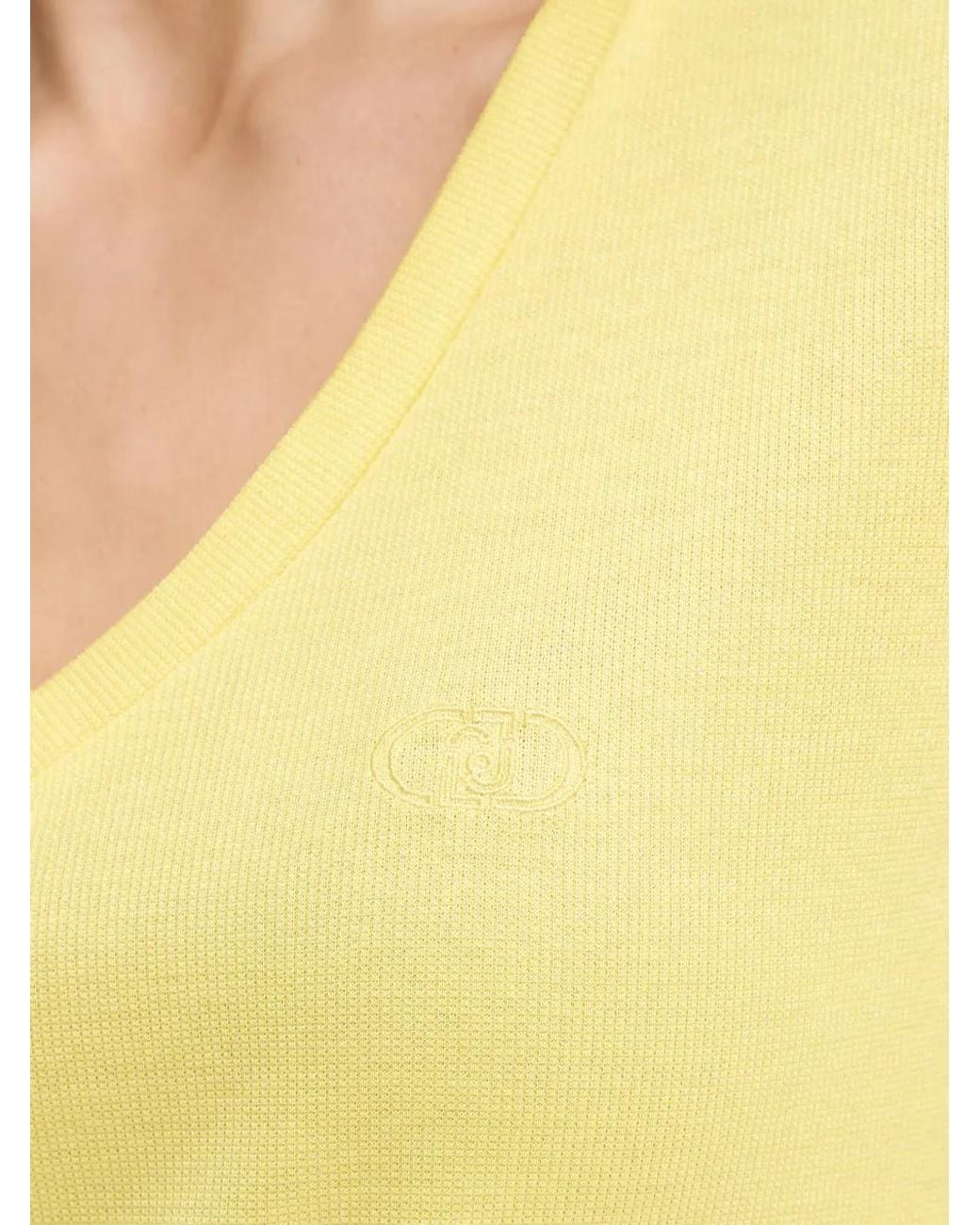 Liu Jo Yellow V-Neck T-Shirt