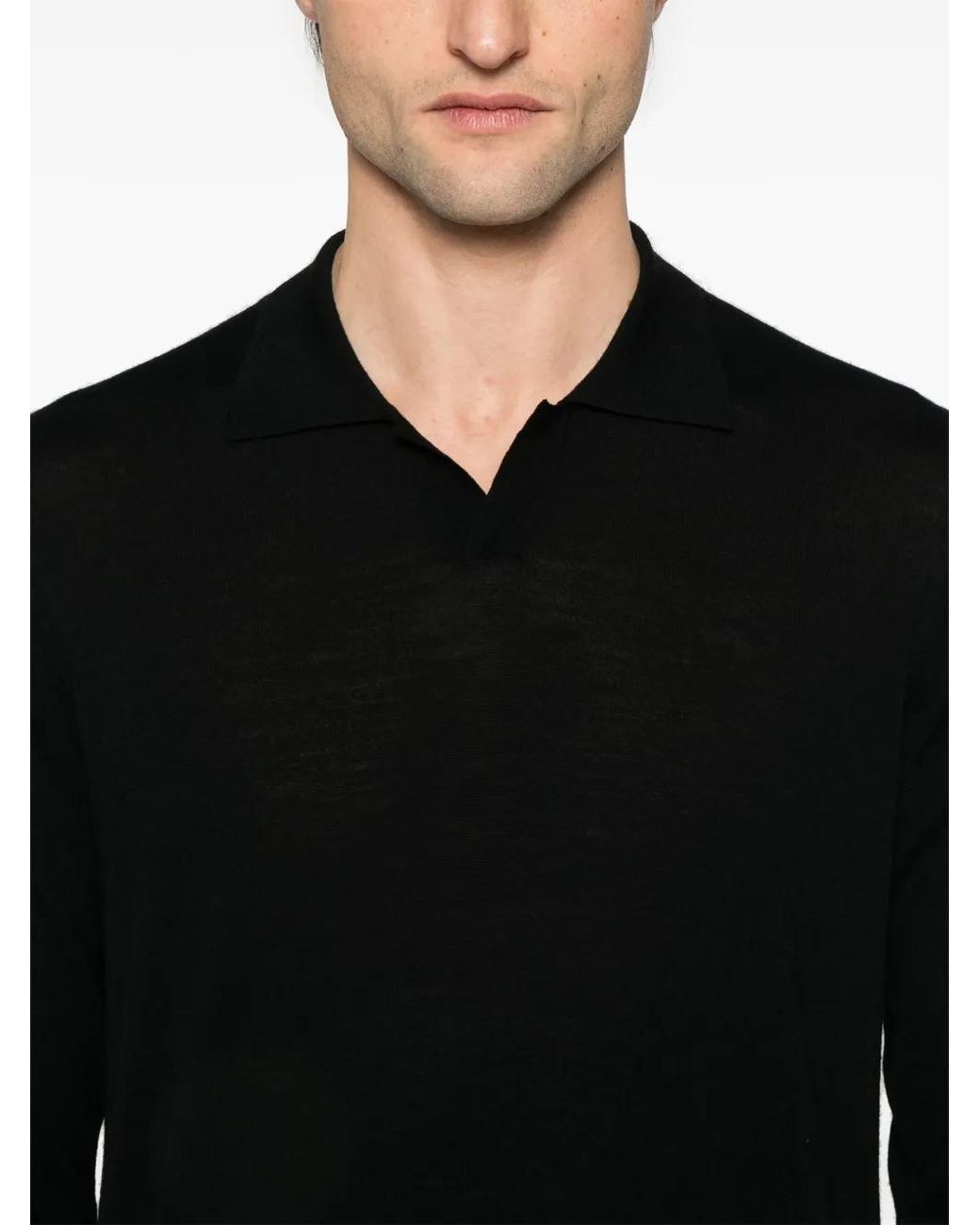 Roberto Collina Black Merino-Wool T-Shirt for men
