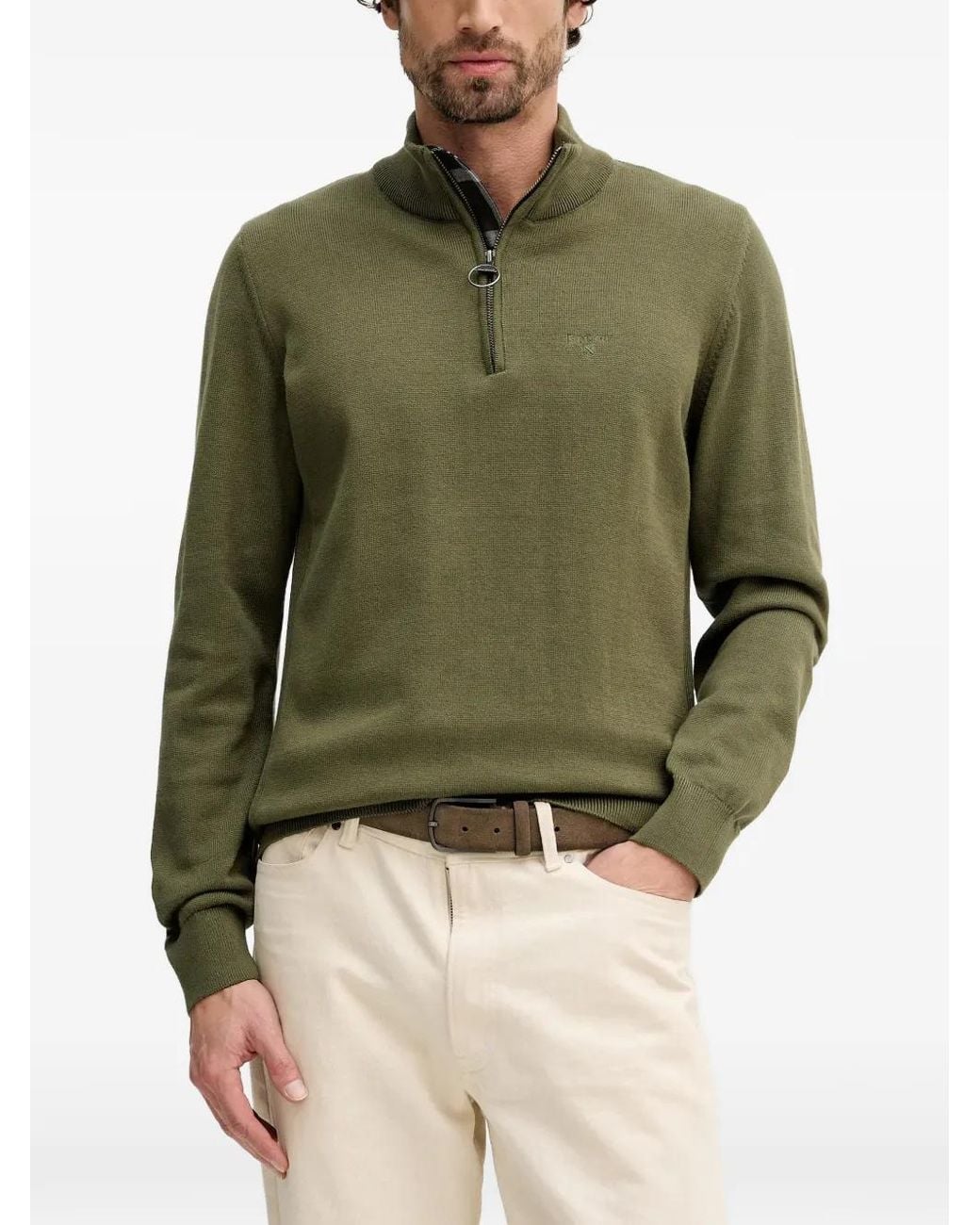 Pull Ajusté À Col Zippé Barbour pour homme en coloris Green