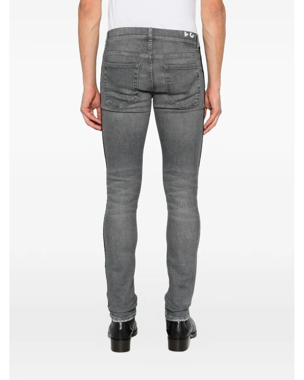 Dondup Gray Velvet-Stripe Jeans for men
