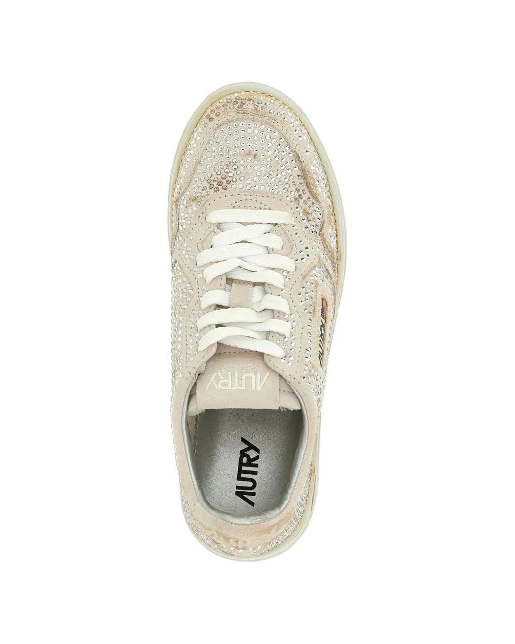 Autry White Crystal-Embellished Chunky Sneakers