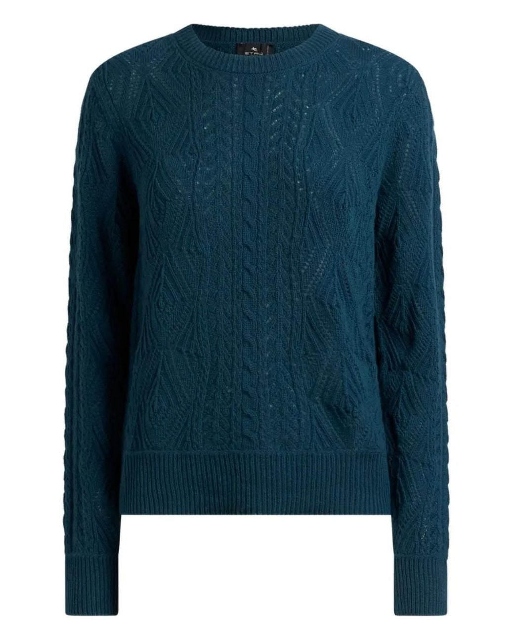Etro Blue Cable-Knit Wool Sweater