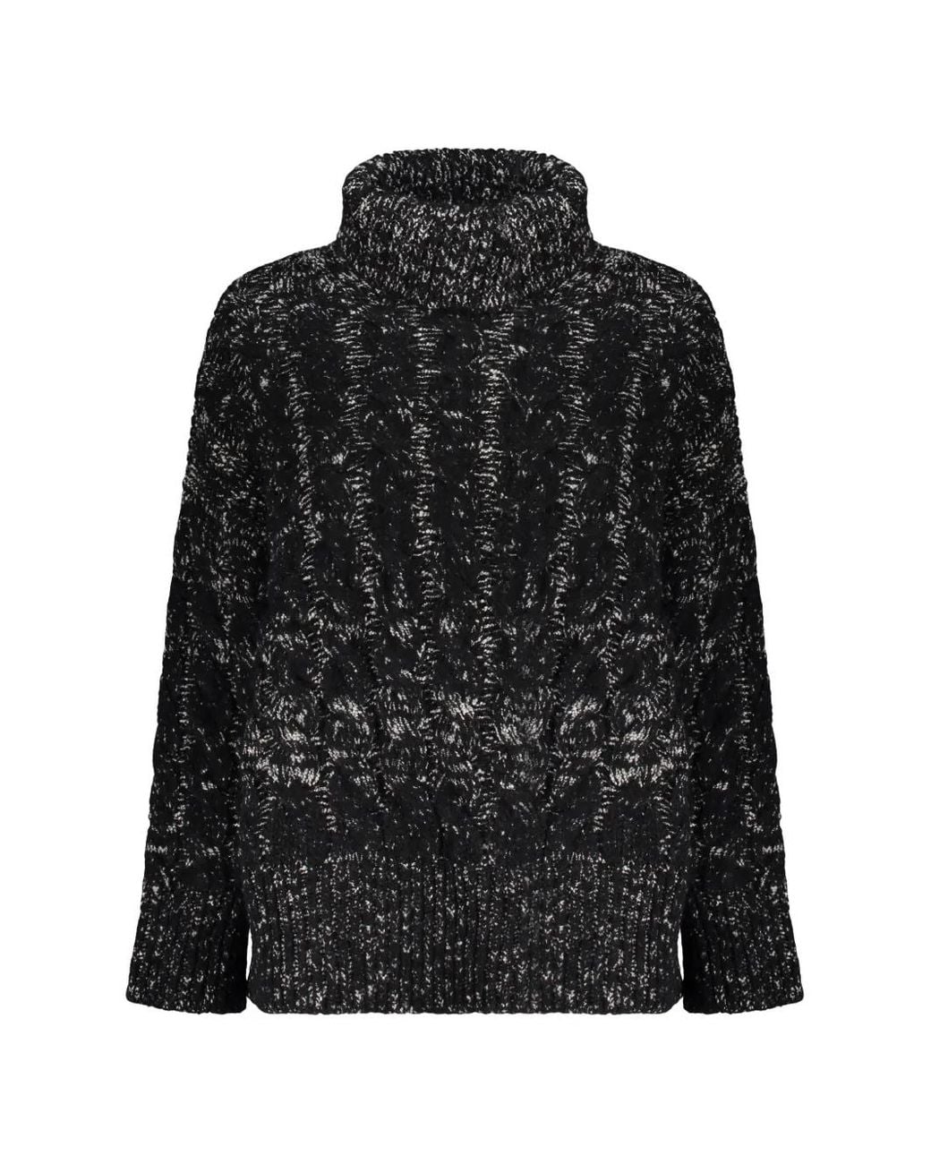 Herno Black Cable-Knit Turtleneck Sweater