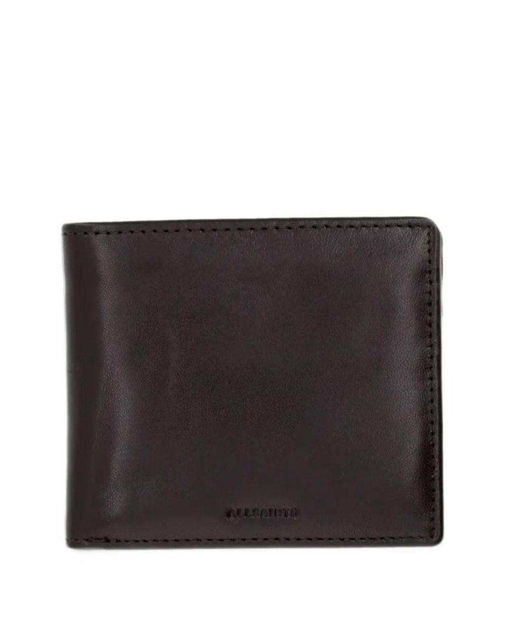 AllSaints Black Delph Logo-Debossed Leather Wallet for men