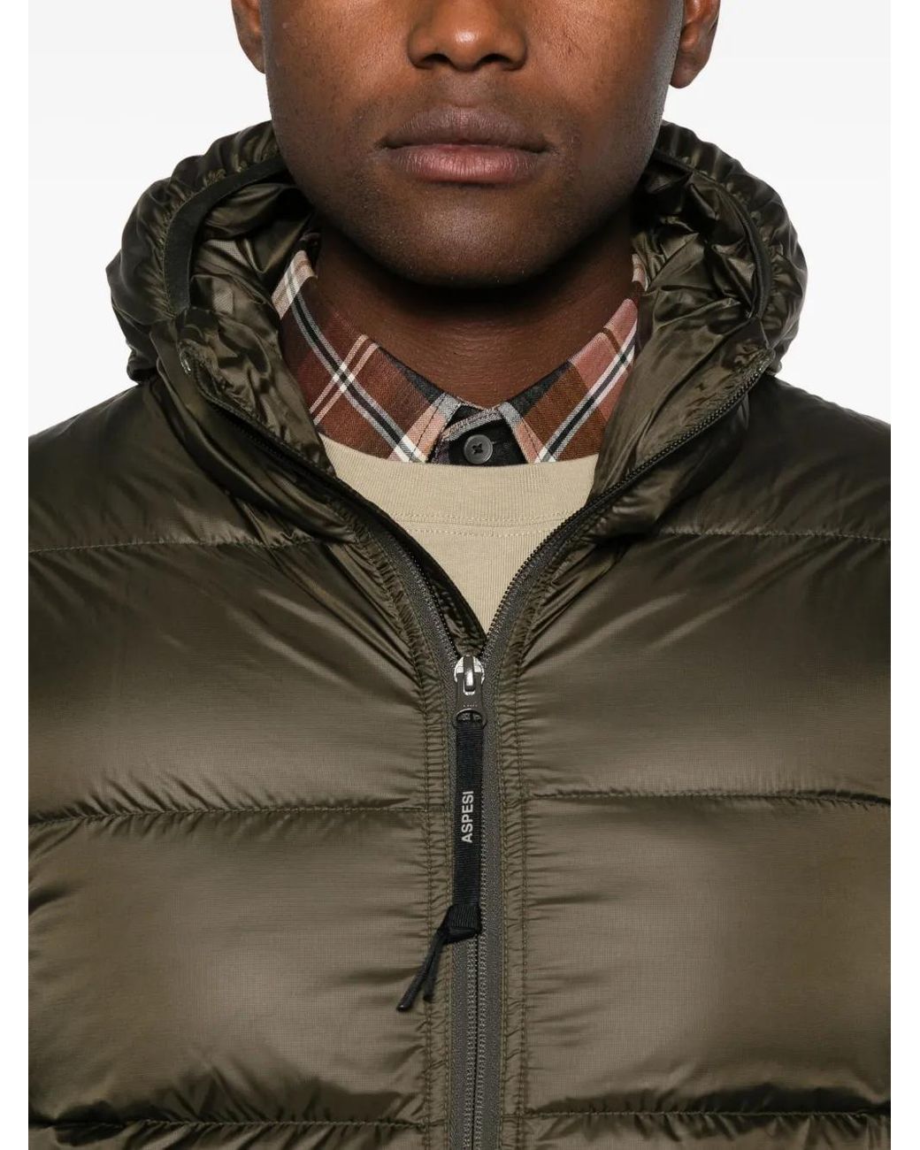 Aspesi Green Hooded Padded Coat for men