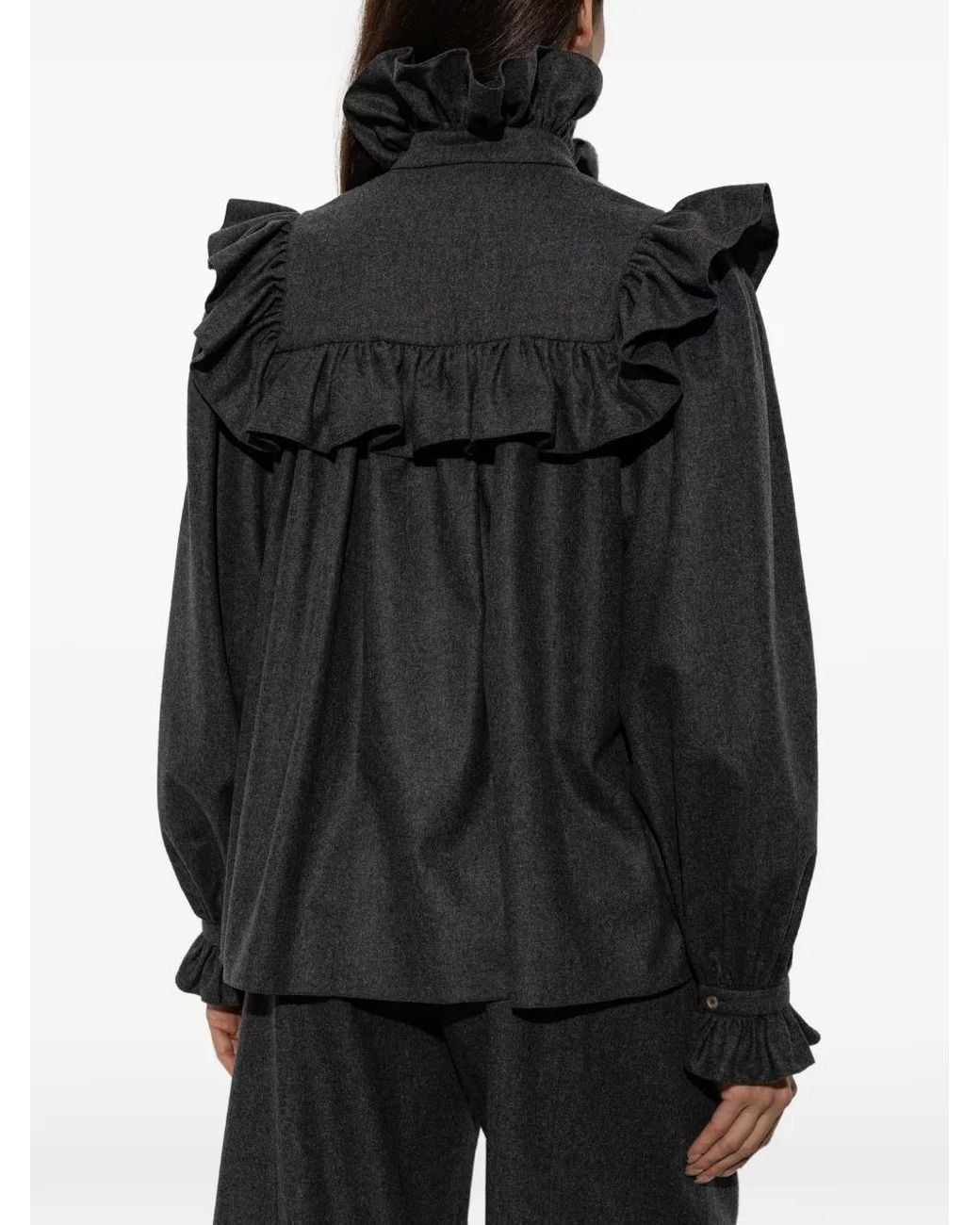 Chloé Black High-Neck Ruffled Top