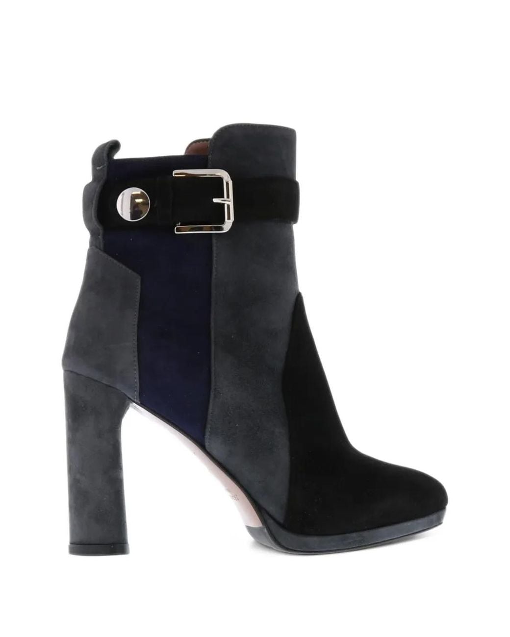 Albano Black Two-Tone Buckled Ankle Boots