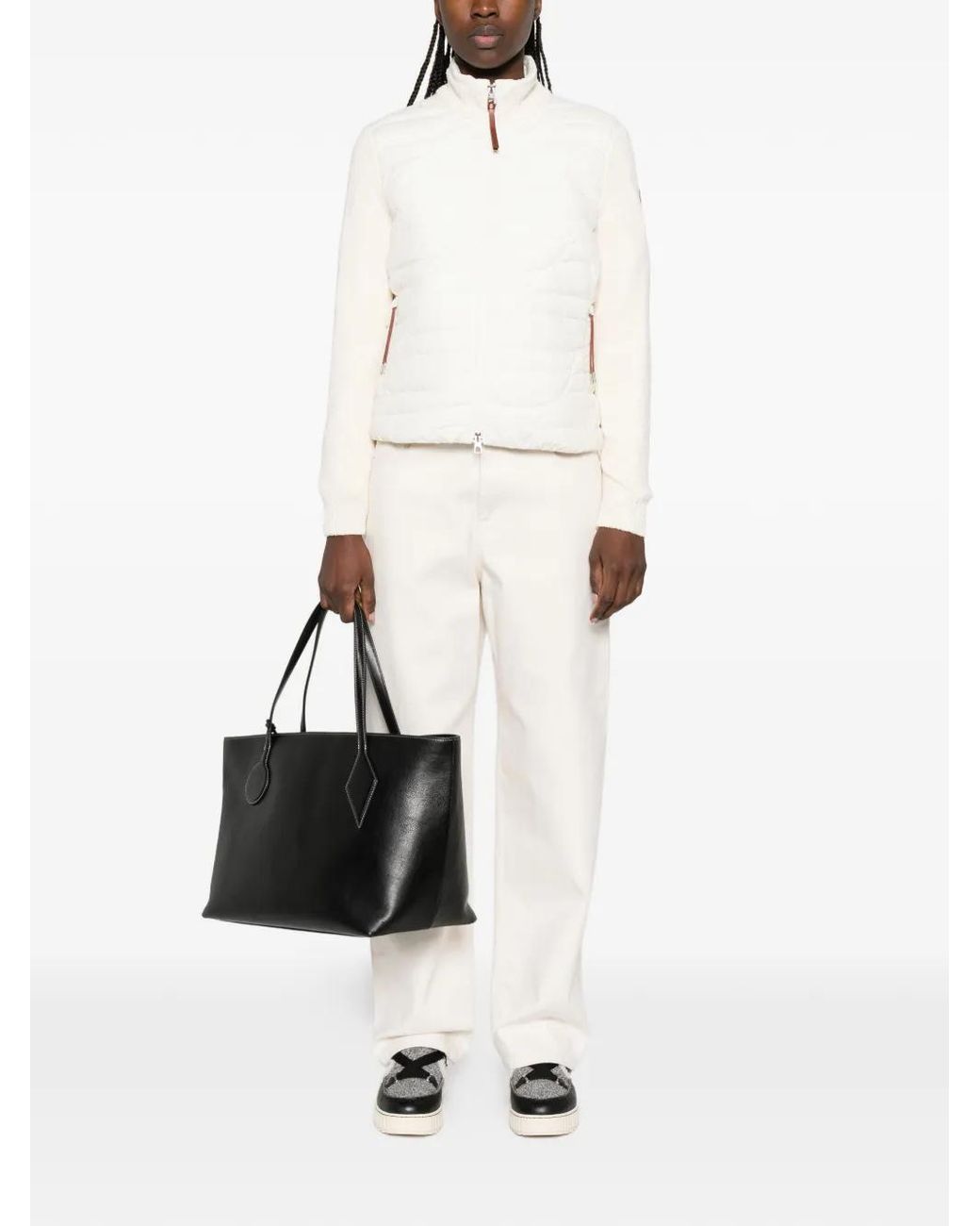 Moncler White High-Neck Zip-Up Puffer Jacket