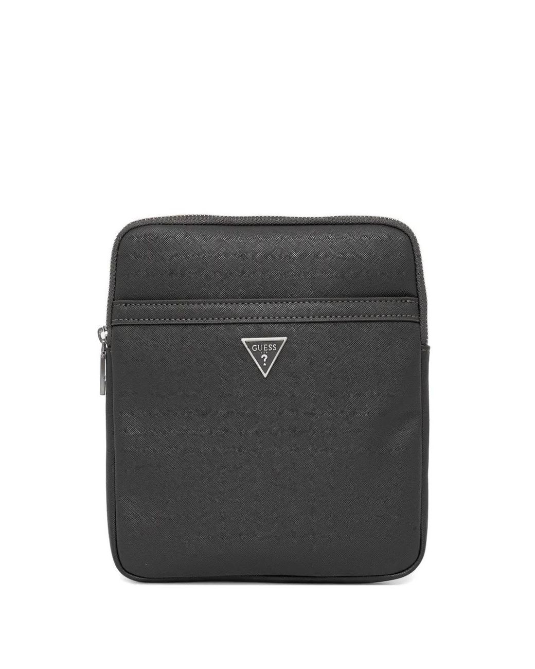 Guess Black Logo-Plaque Messenger Bag for men