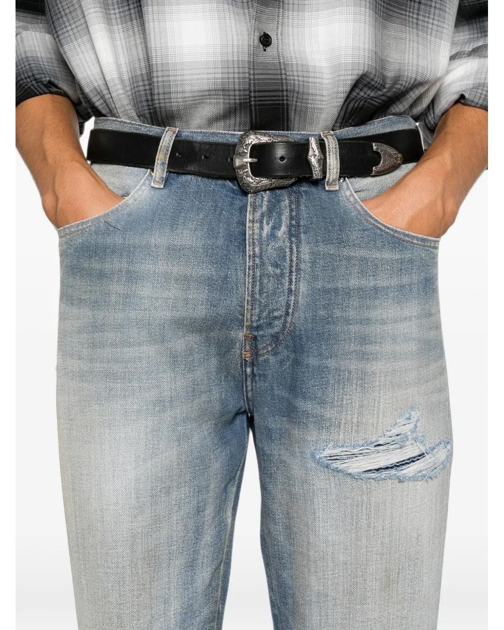 Amiri Blue Jean Évasé À Effet Usé for men