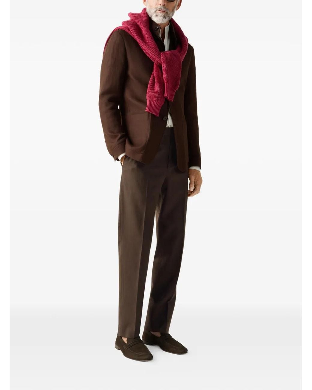 Zegna Brown Il Conte Oasi Lino Buttoned Jacket for men
