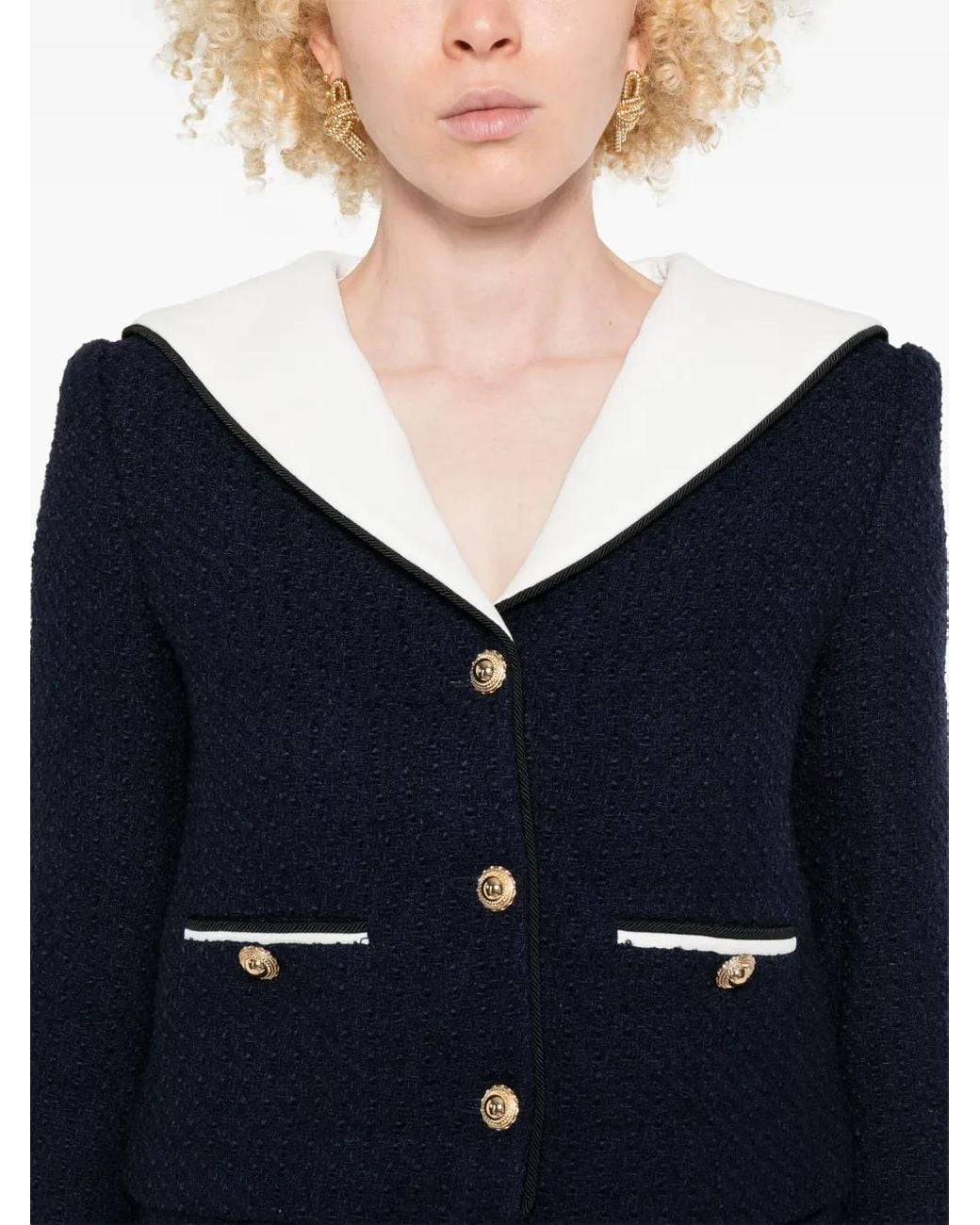Self-Portrait Blue Jacket With Collar