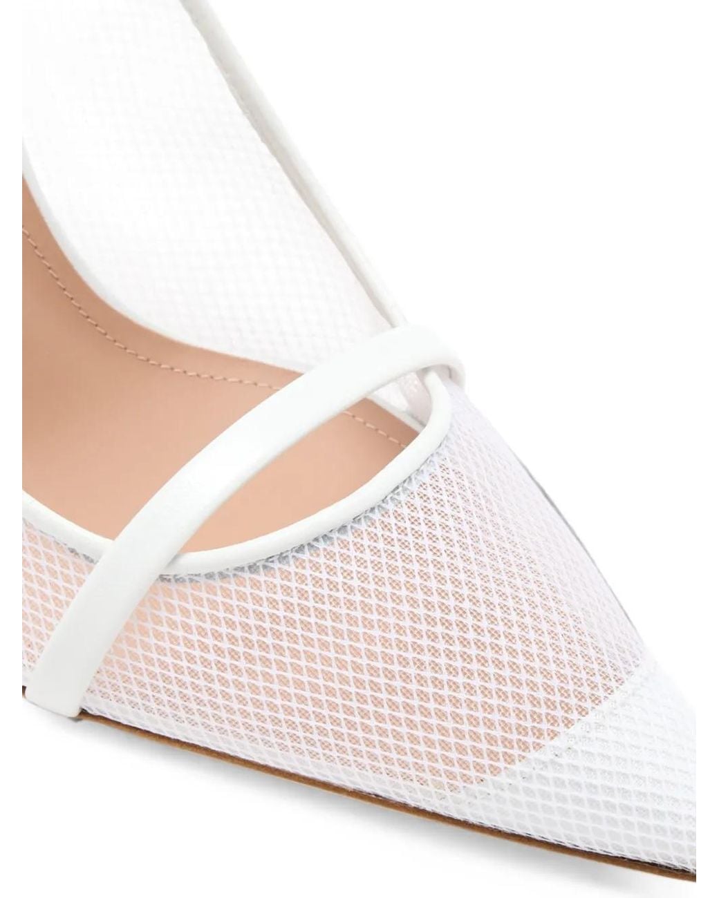 Malone Souliers White Aurora Mesh-Panelled Mules