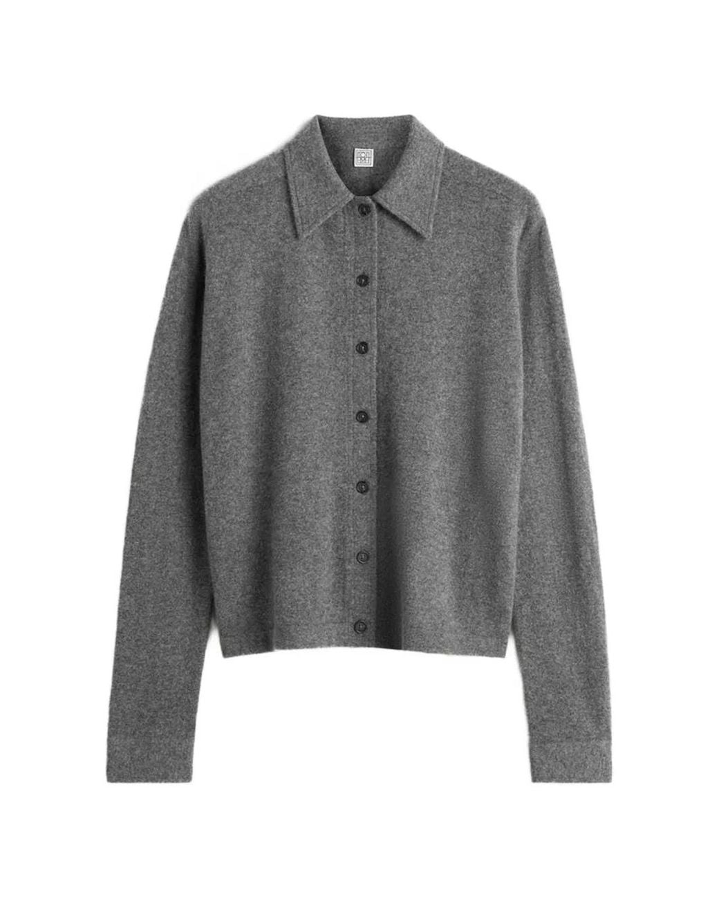 Totême Gray Raglan-Sleeve Cashmere Cardigan Dark