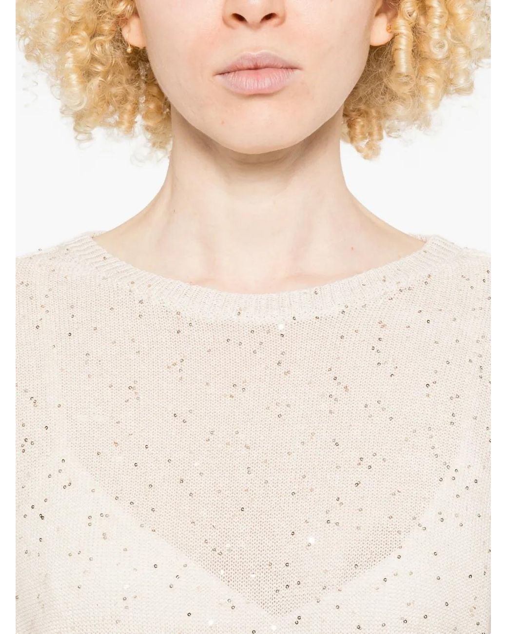 Antonelli White Zagara sequin-embellished top