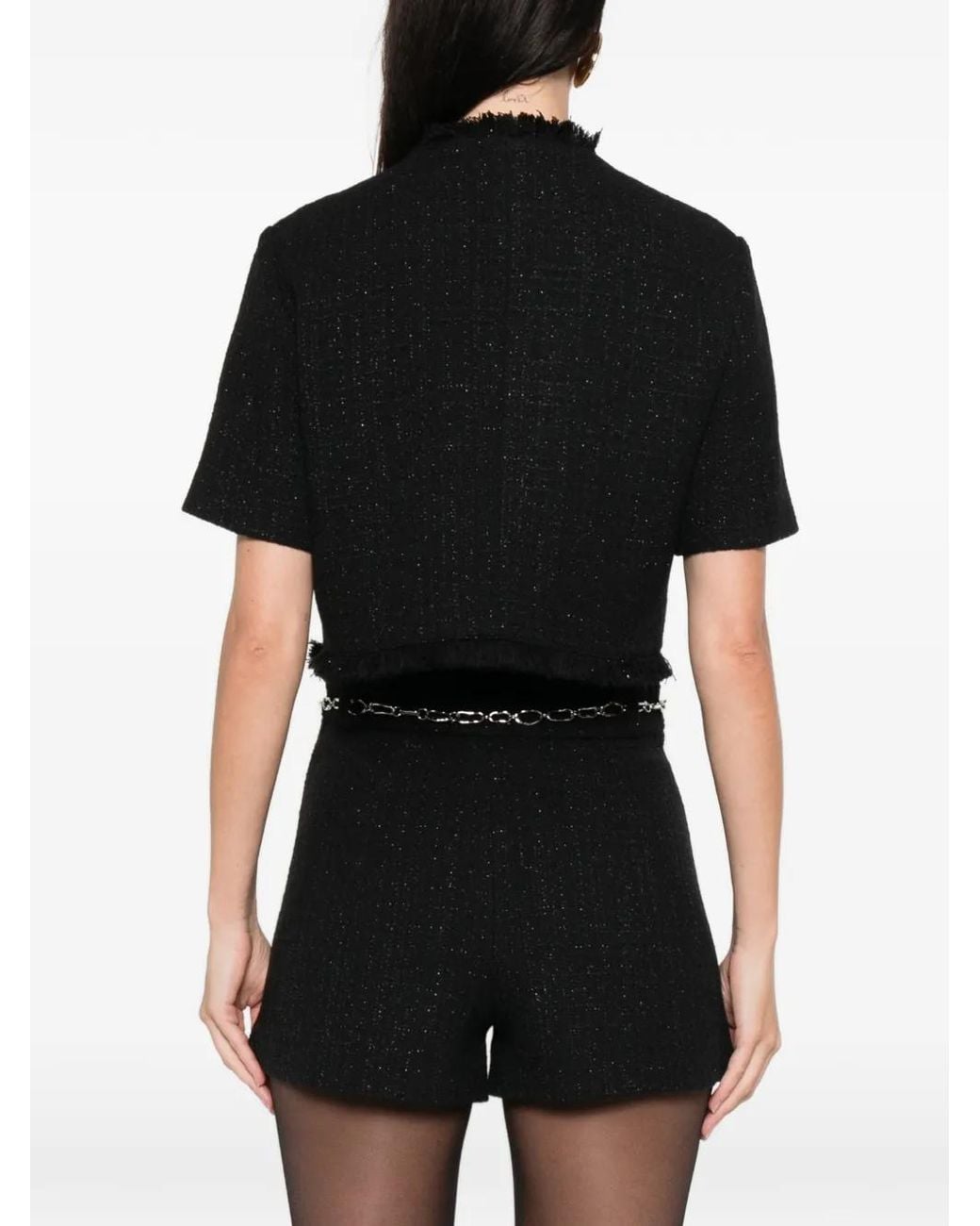 Maje Black Short Shiny Tweed Jacket