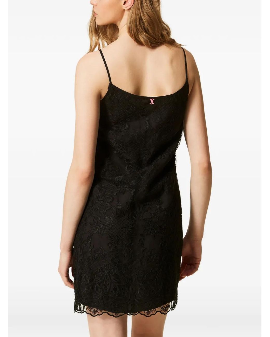 Twinset Black X Myfo Ruffled Lace Short Dress