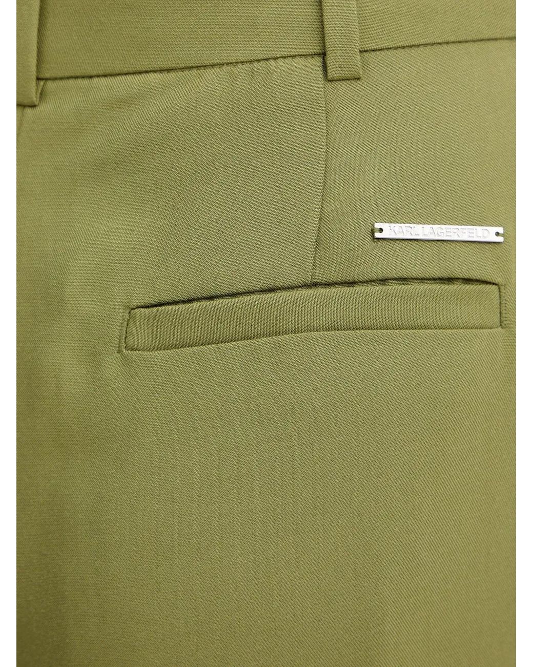 Karl Lagerfeld Green Pleated Wide-Leg Trousers