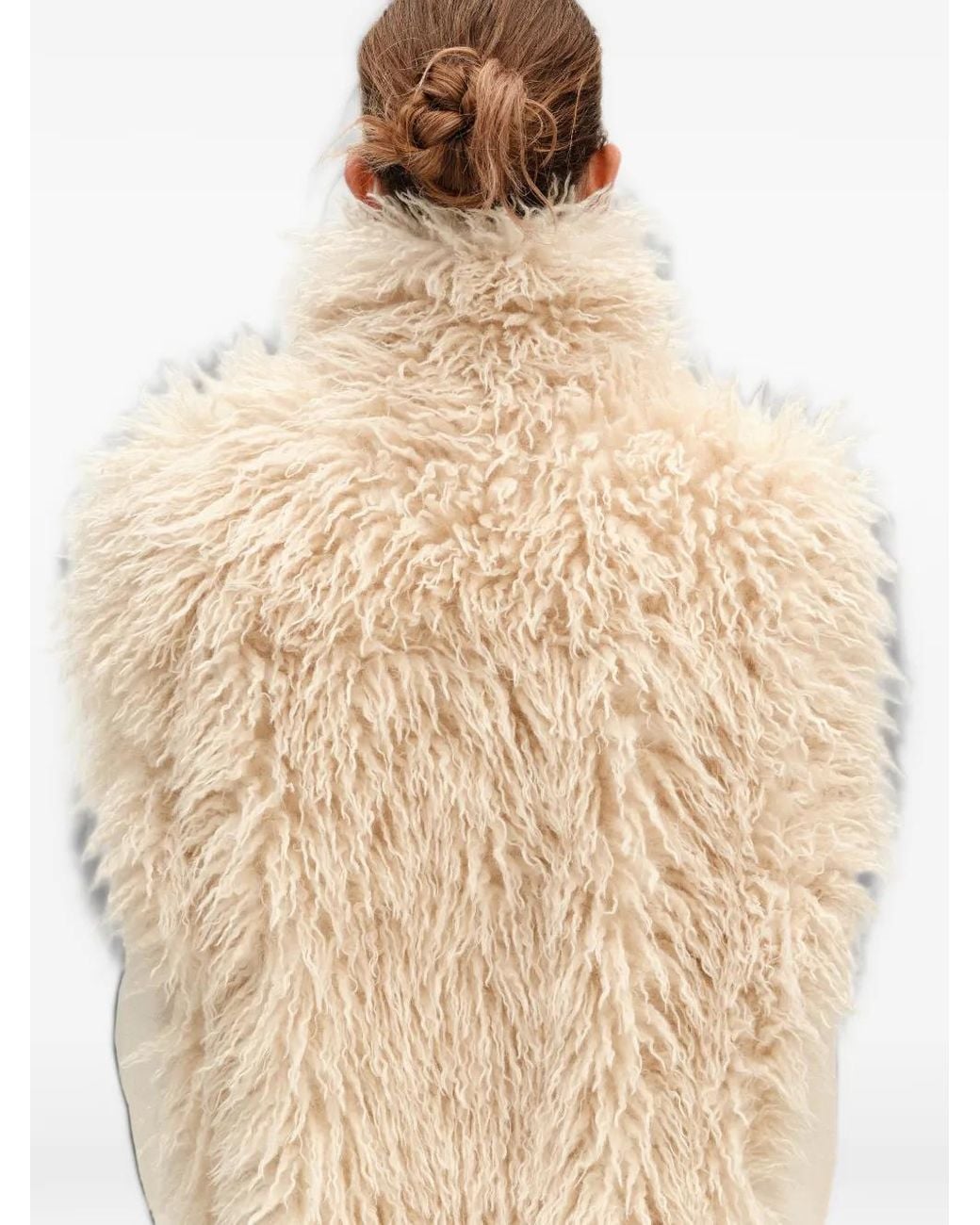 Bimba Y Lola Natural Ivory Oversize Fur Vest