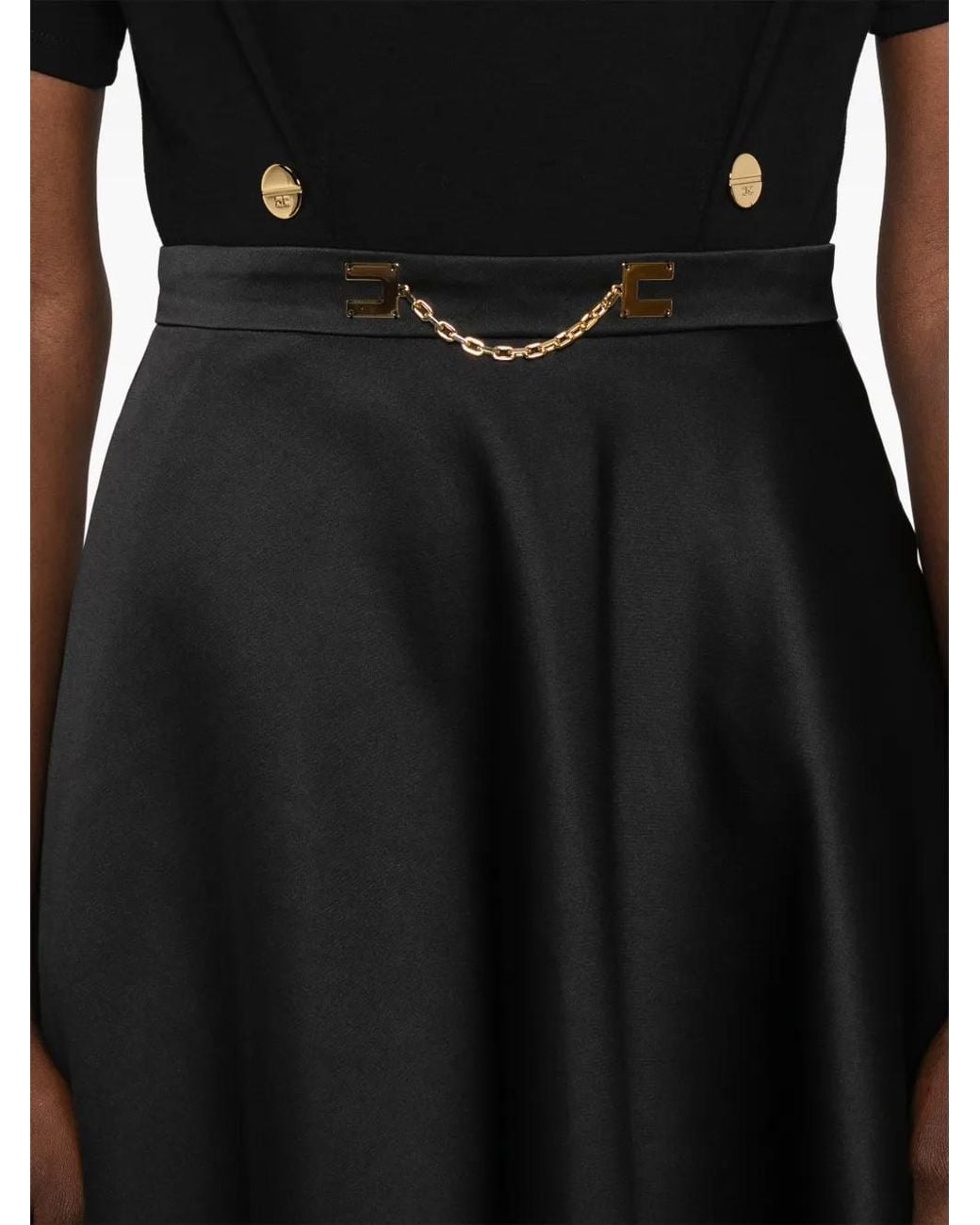 Elisabetta Franchi Black Midi Skirt