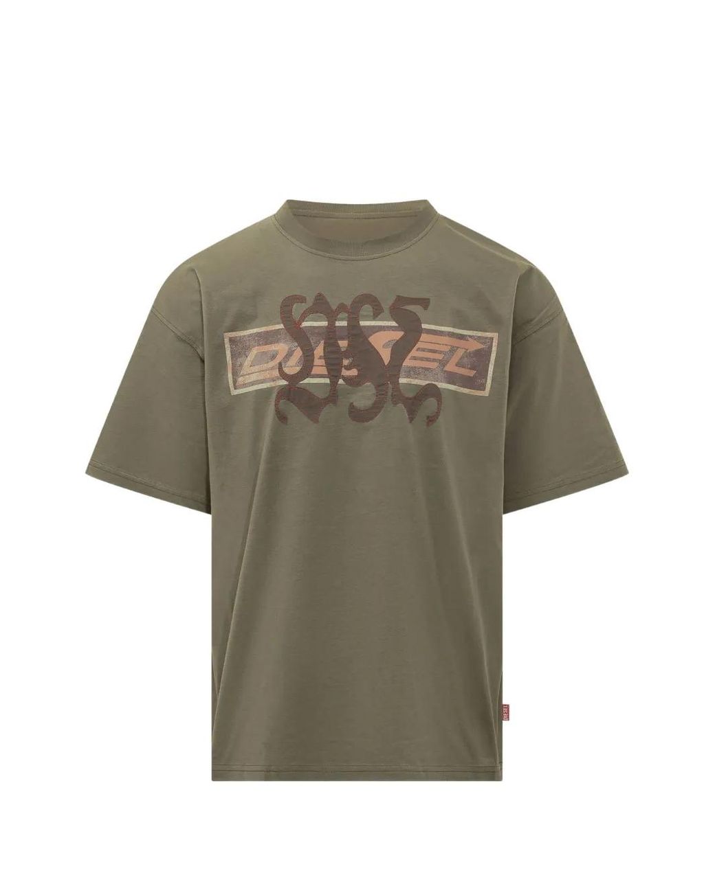 DIESEL Gray T-Shirt With Graphic-Print And Patches for men
