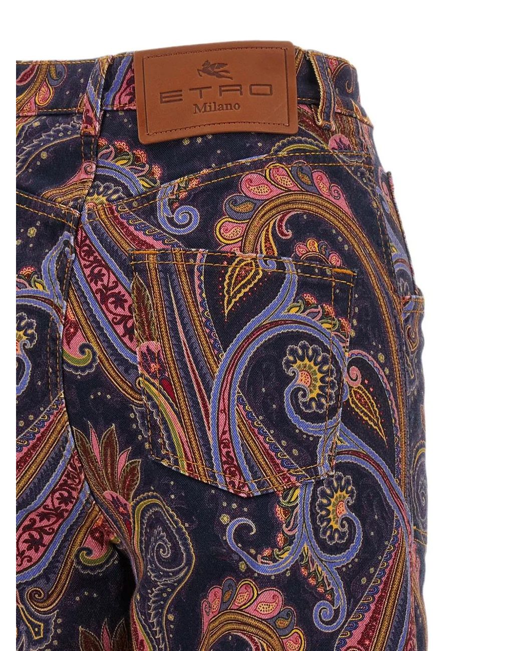 Etro Purple Paisley-Print Flared Jeans