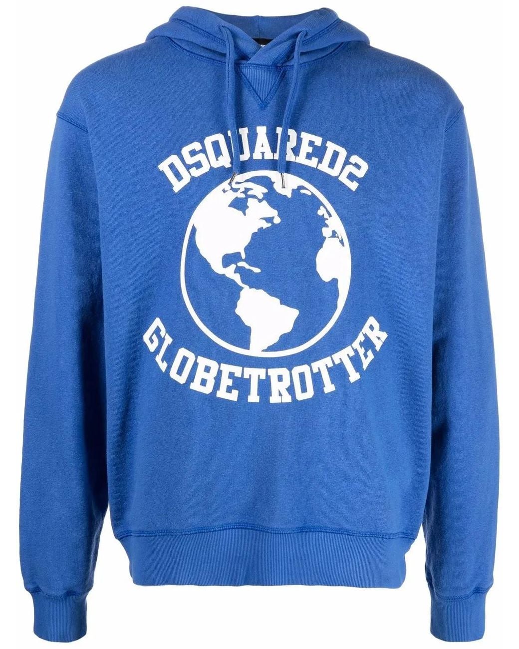 DSquared² Blue Cotton Printed Hoodie for men