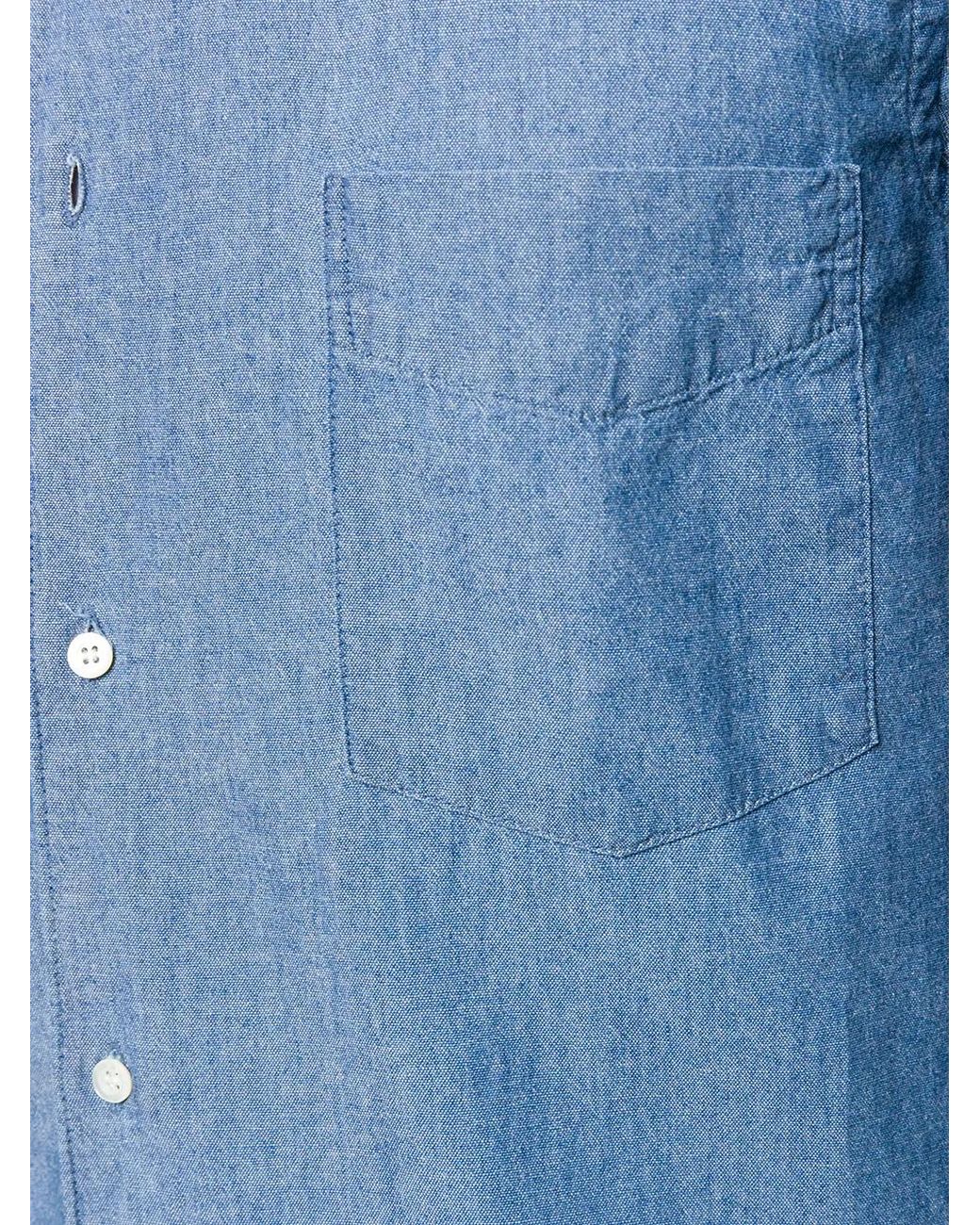 Aspesi Blue Plain Long-Sleeved Shirt for men