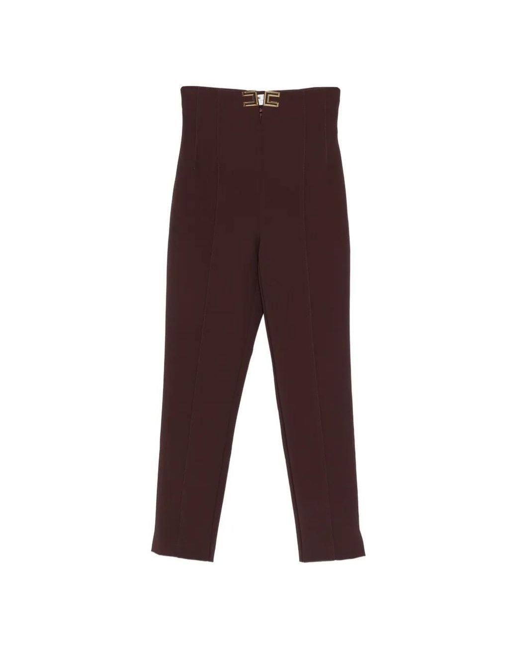 Elisabetta Franchi Purple Pantalon À Taille Haute