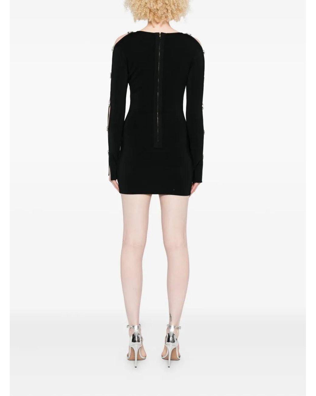 David Koma Black Cut-Out Long-Sleeve Mini Dress