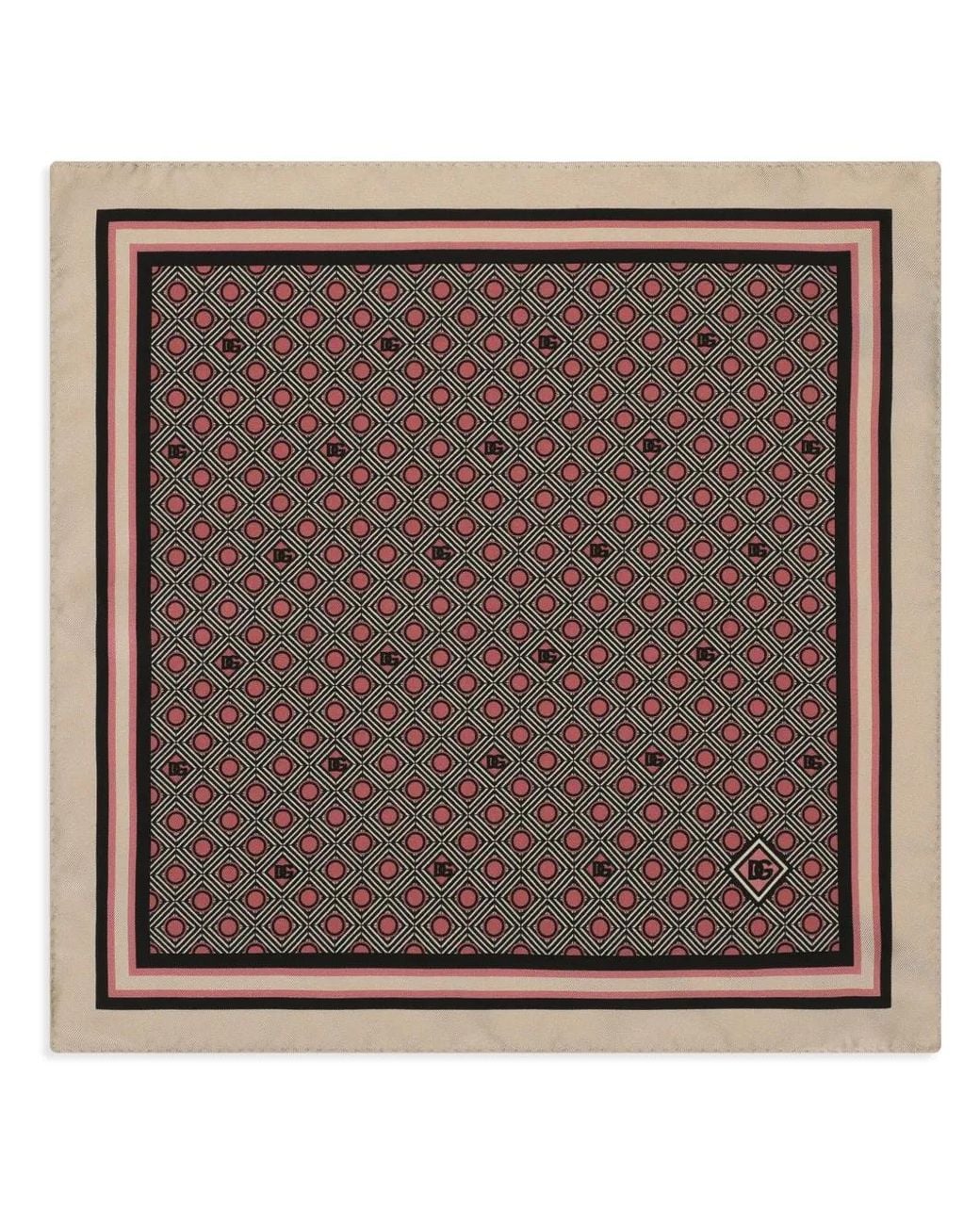 Dolce & Gabbana Brown Silk Pocket Square With Micro-Design Print for men