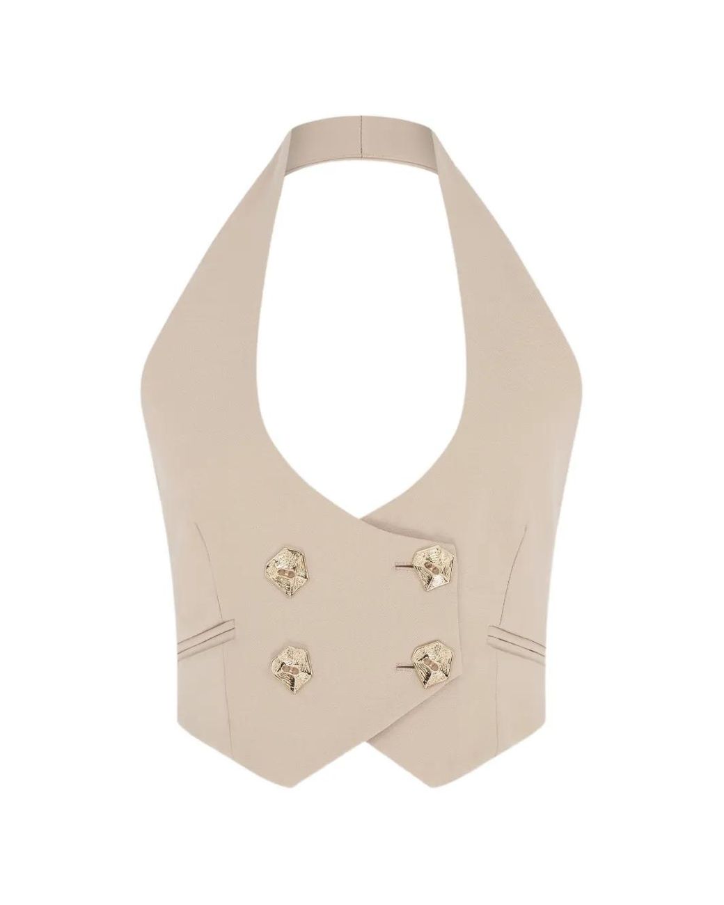 Violante Nessi White The Deledda Halterneck-Buttons Crop Top