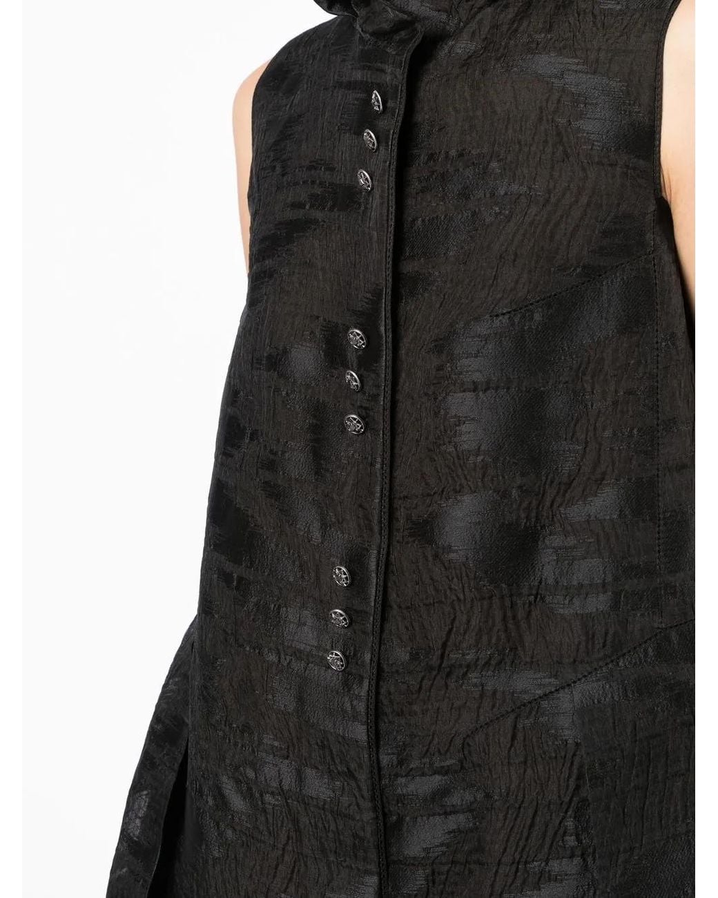 Shiatzy Chen Black Brushed-Print Detail Midi Dress