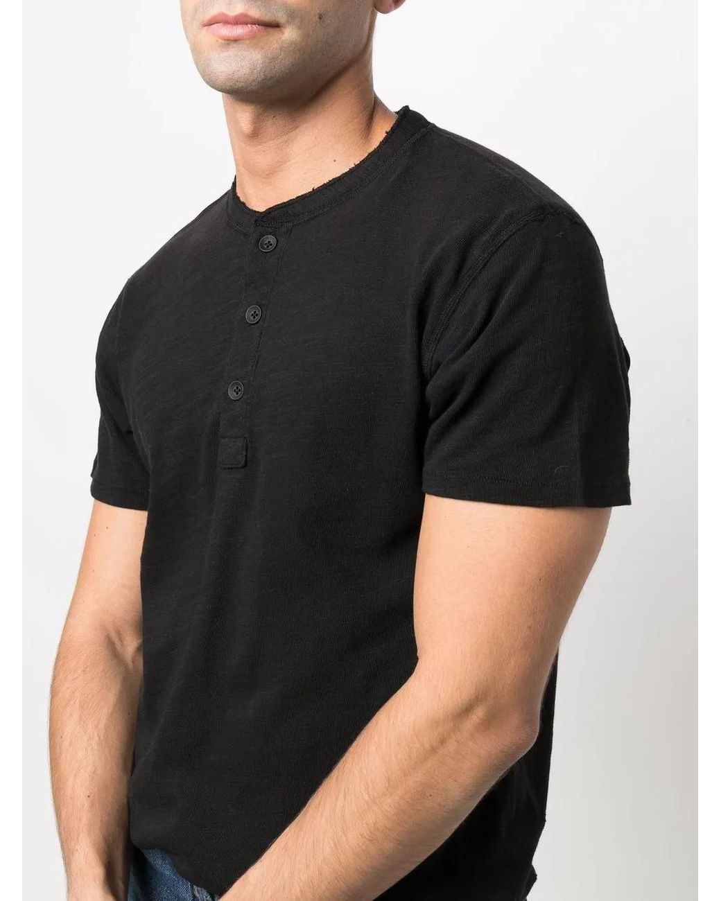 Rag & Bone Black Short-Sleeve Henley T-Shirt for men