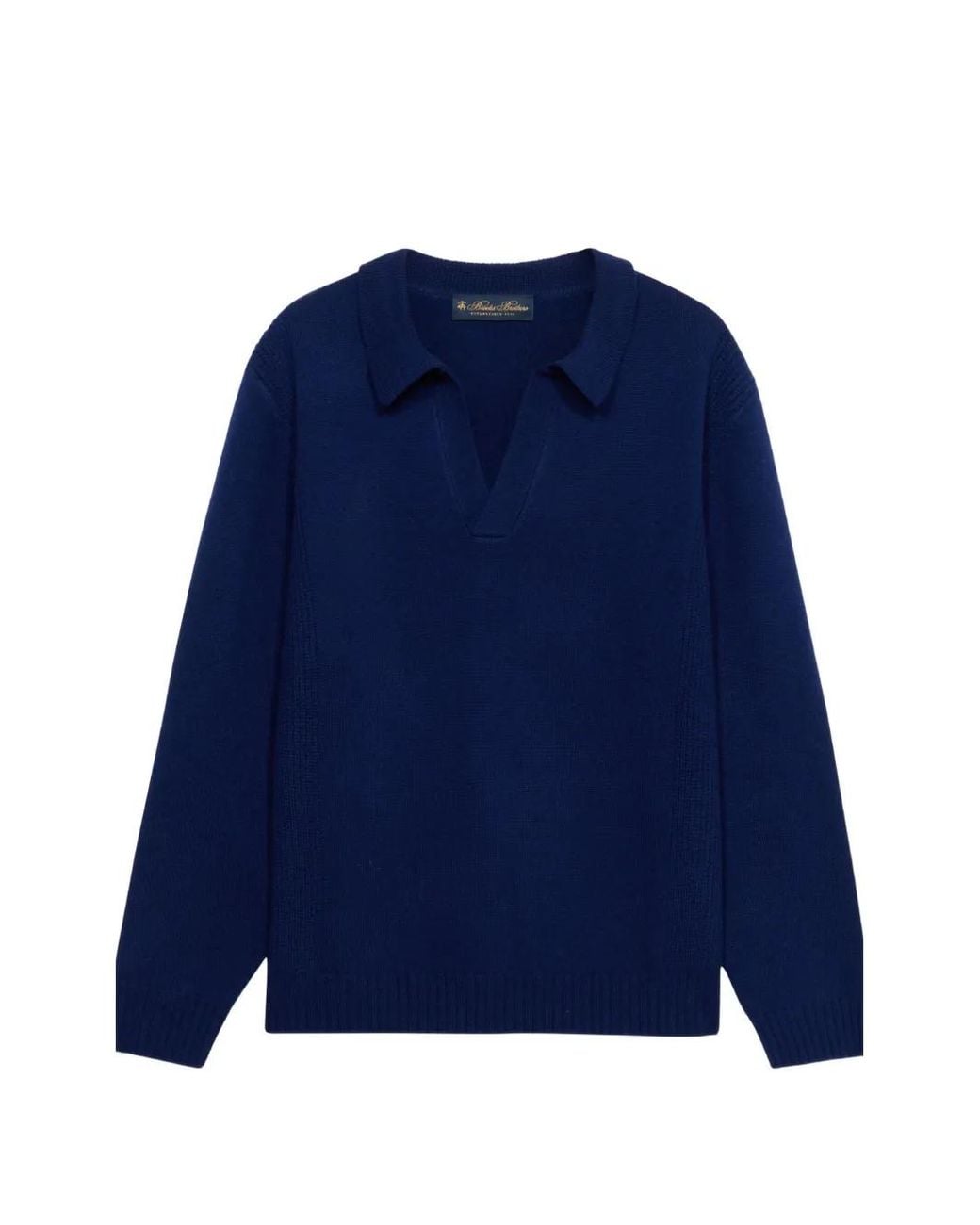 Brooks Brothers Blue Open-Collar Lambswool Sweater for men