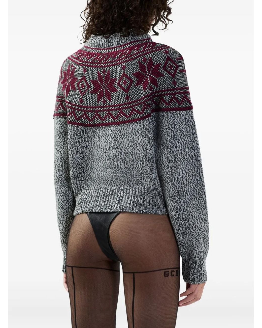 Gcds Gray Logo-Embellishment Sweater