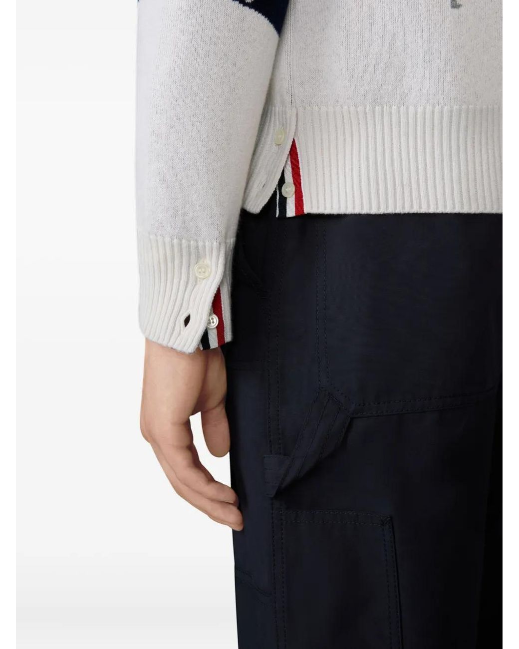 Thom Browne Blue Cashmere Cardigan for men