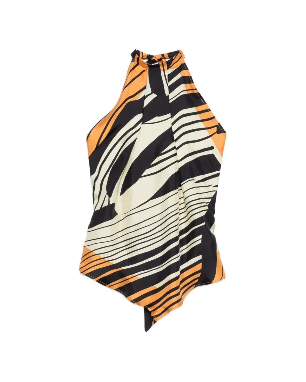 Raquel Diniz Black Lea Halterneck Striped Top