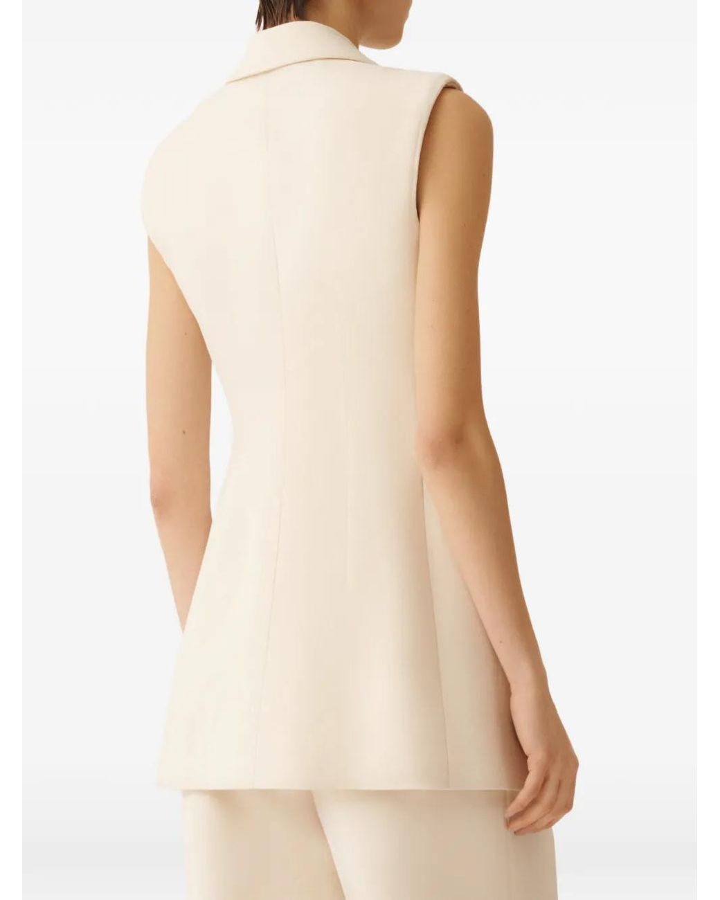Fabiana Filippi Natural Double-Breasted Sleeveless Jacket