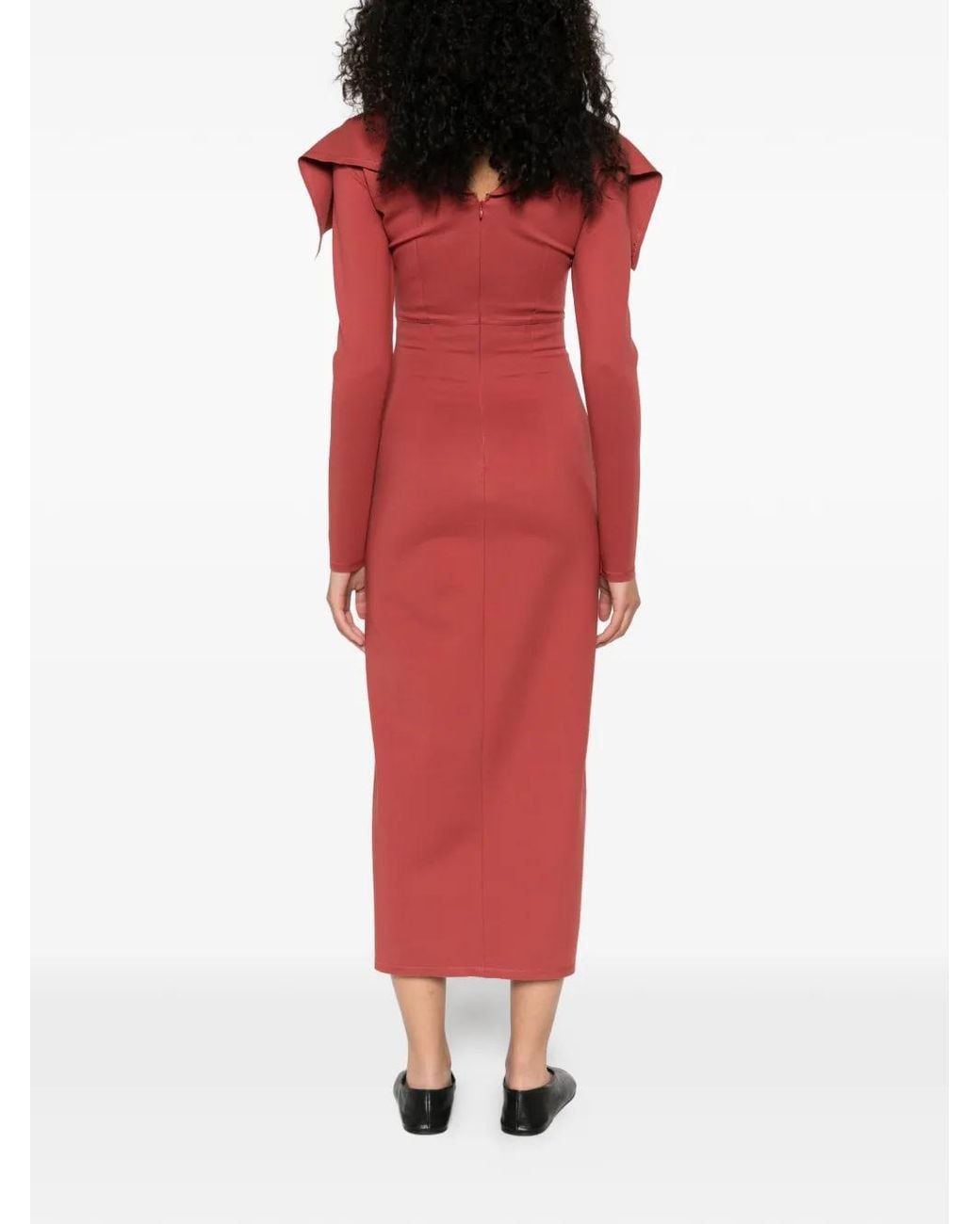 A.M.G Red Seam-Detail Midi Dress