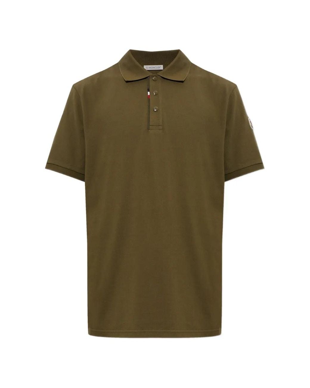 Moncler Green Logo-Patch Polo Shirt for men