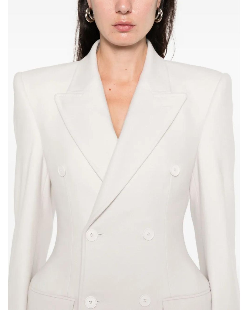 Balenciaga White Double-Breasted Hourglass Blazer