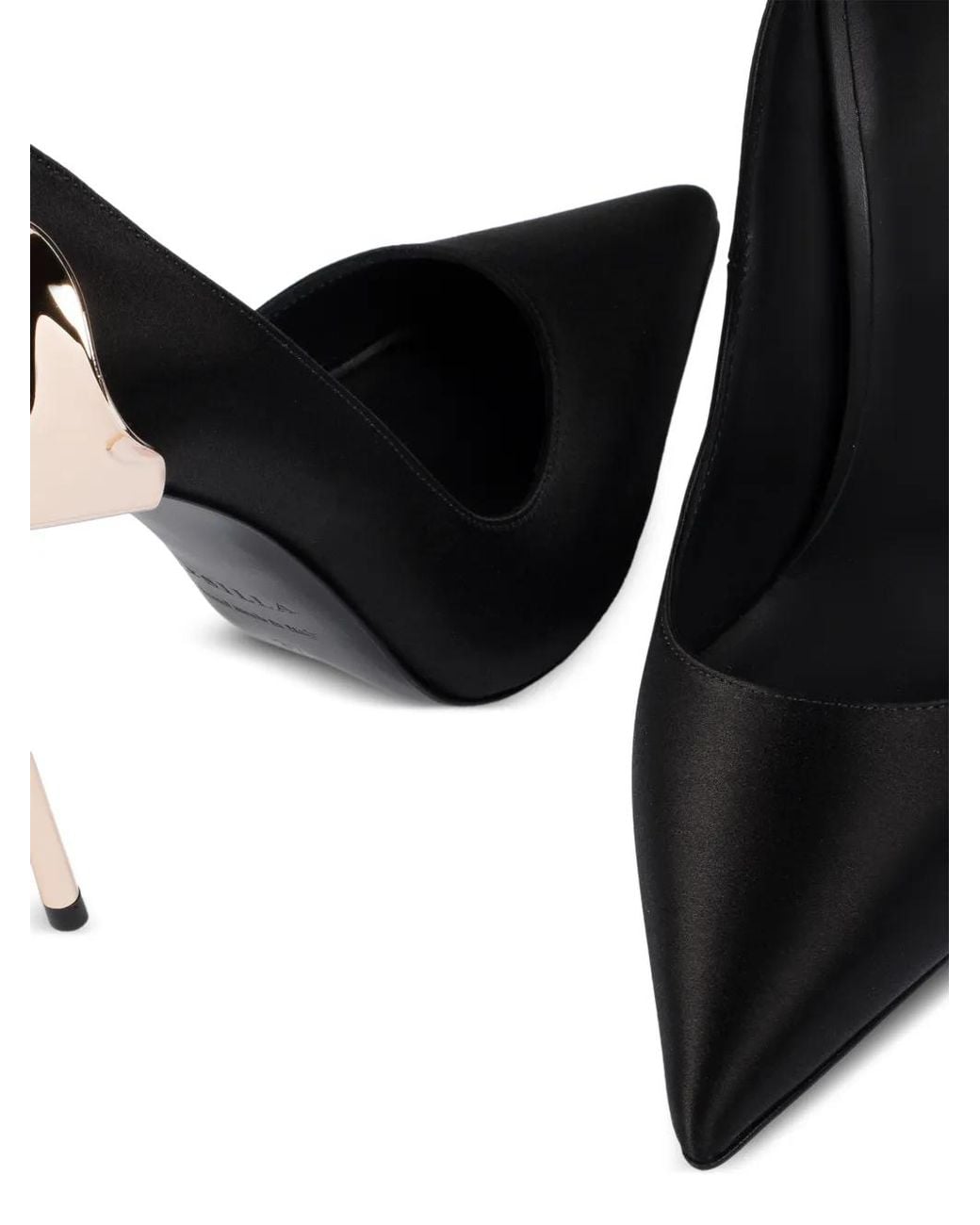 Le Silla Black Petalo Metallic-Detail Pumps