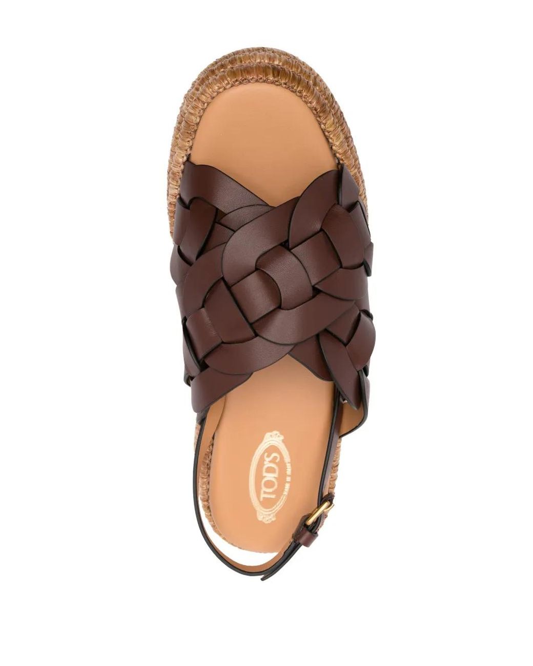 Tod's Brown Leather Platform Espadrilles