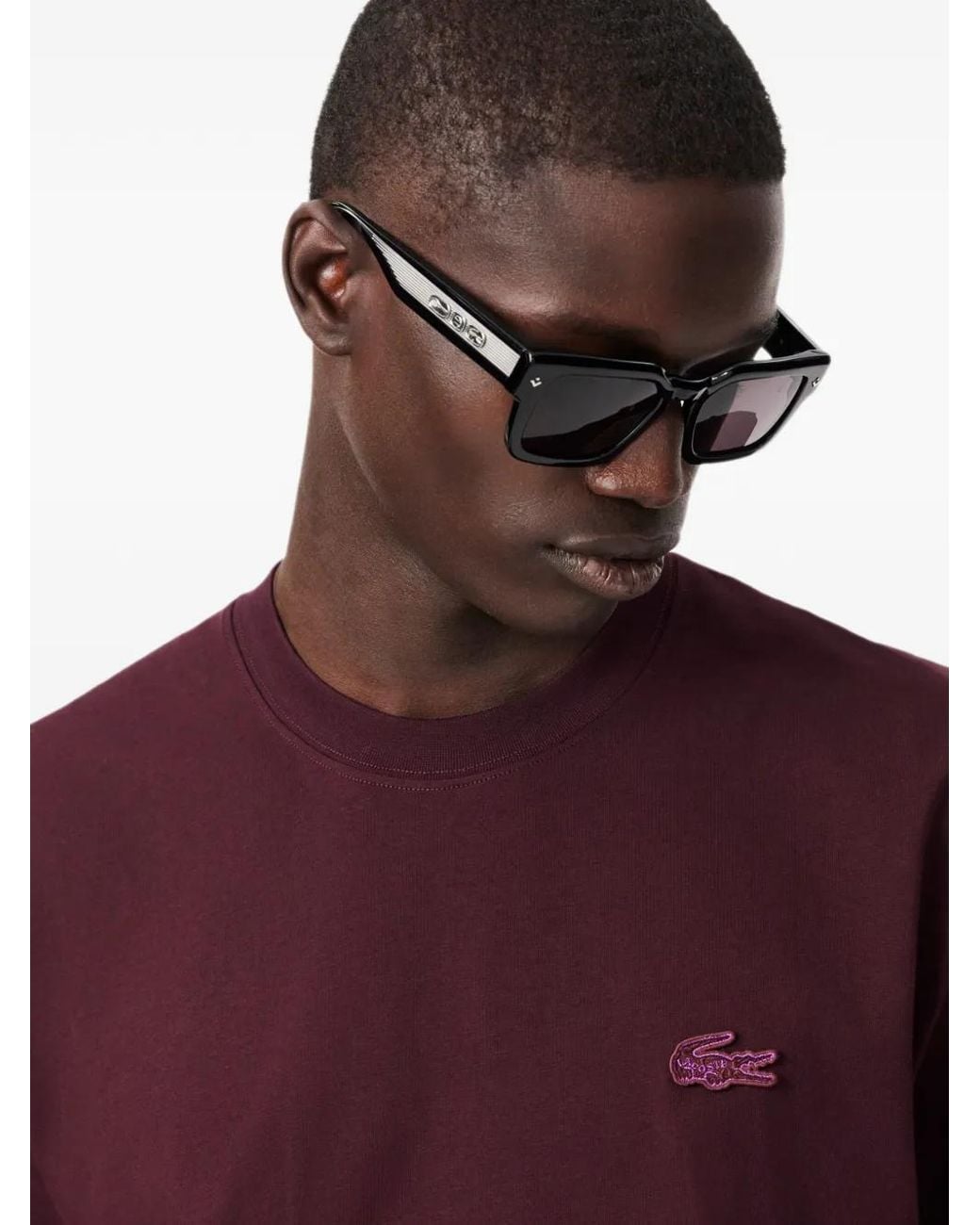 Lacoste Purple Metallic Crocodile Jersey T-Shirt for men