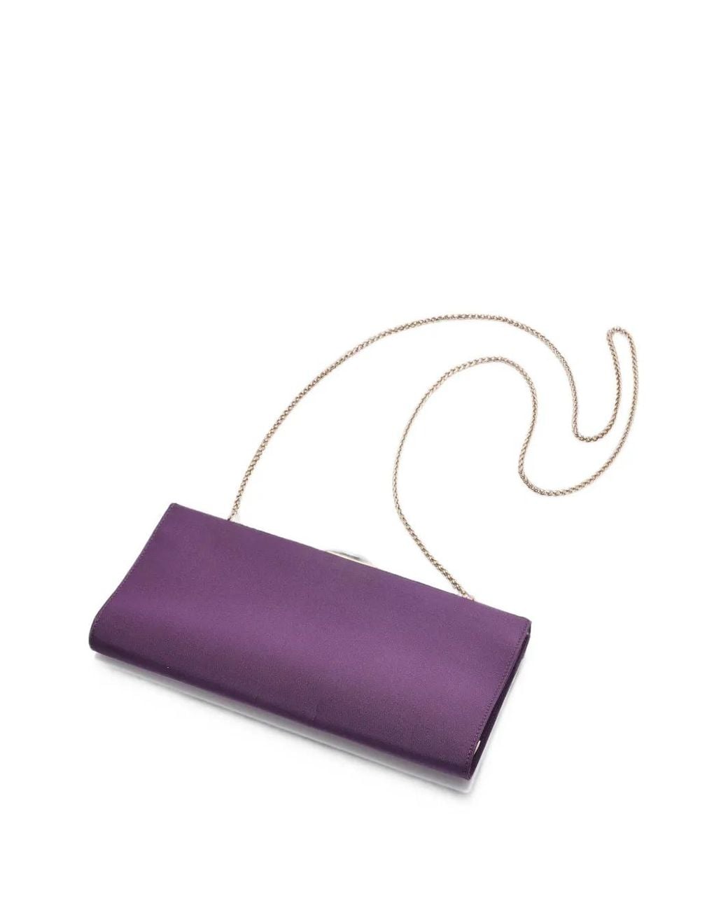 Carolina Herrera Purple Pats Silk Faille Clutch Bag