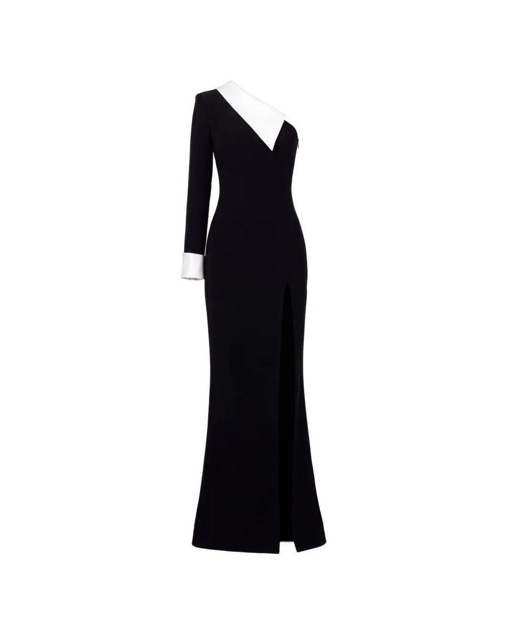 Jean Louis Sabaji Black One-Shoulder Slit-Detail Maxi Dress