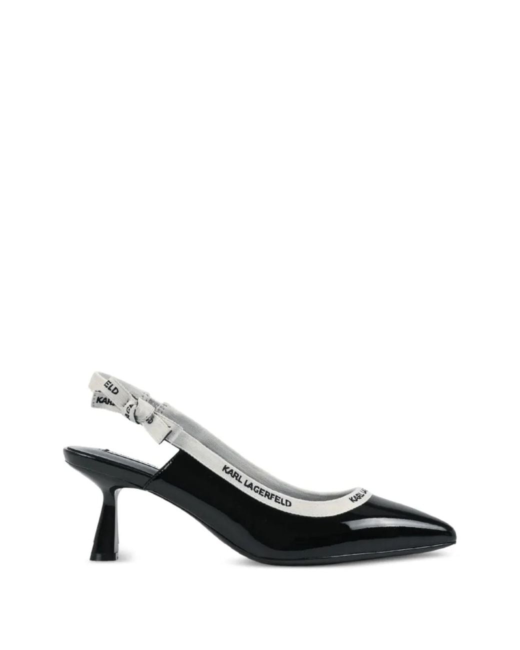 Karl Lagerfeld Black Panache Ribbon Slingback Heeled Pumps
