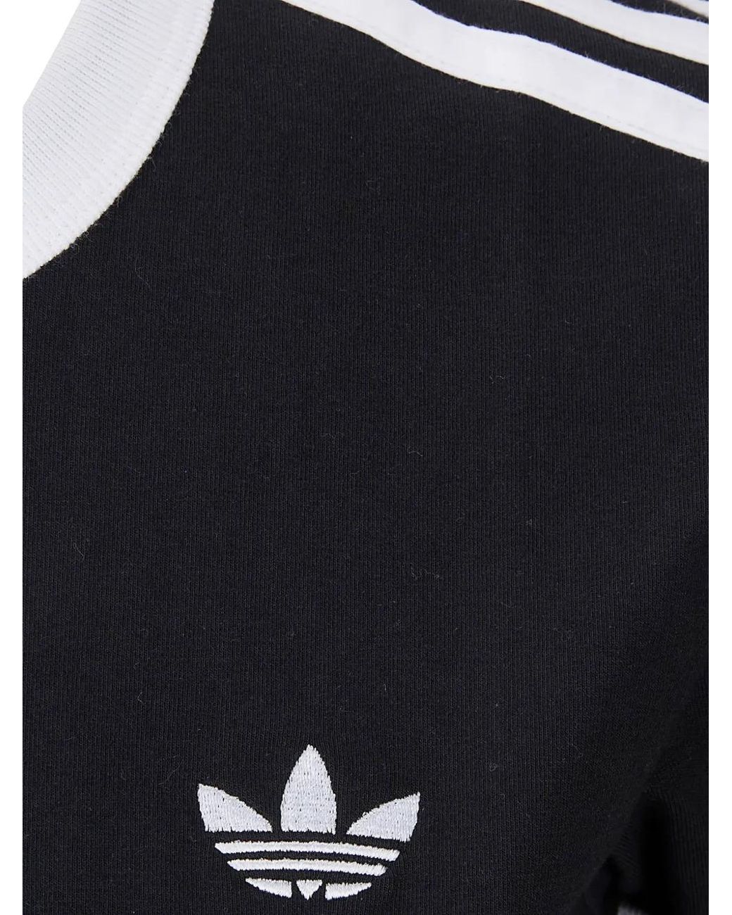 Adidas Black T-Shirt À 3 Rayures Et Col Ras Du Cou